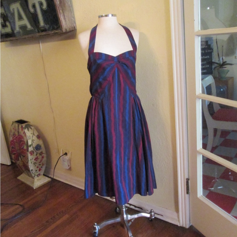 Marc Jacobs Blue, Burgundy, Eggplant Halter Front Bustier Sundress Sexy Classy
